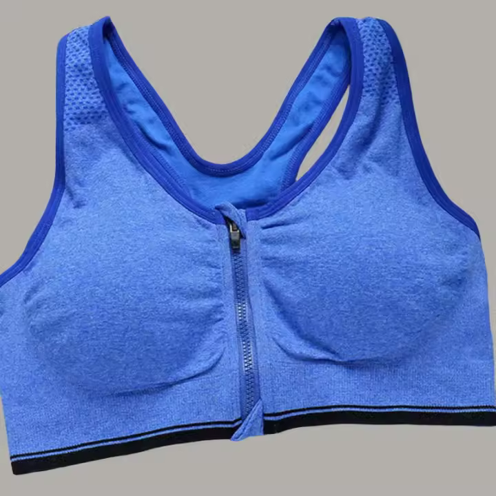 Sujetador deportivo con cremallera frontal para mujer, Top para Fitness, chaleco para correr, sujetador deportivo transpirable absorbente de golpes para Yoga, realce S-4XL - 1