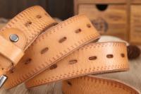 Cinturones de diseñador para hombre, piel de vaca auténtica de alta calidad, color marrón, de lujo,talla grande, 100% grano real - details 18