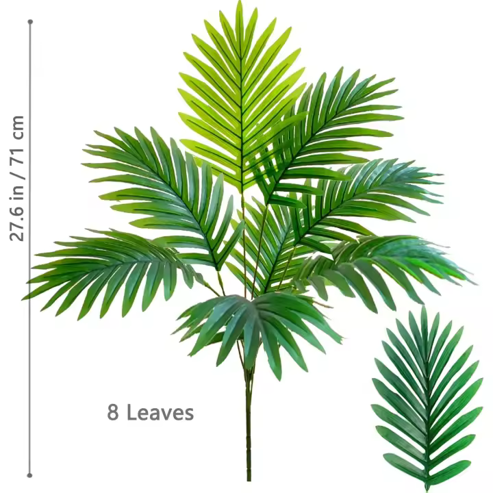 Palma de Plástico Verde Planta Falsa Tropical para Jardín en Casa Ramas de 49.2 pulgadas - 1