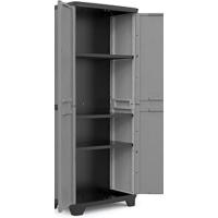 Estilo Alto | Amario Alto de almacenaje | resina | 2 Puertas y 3 baldas Regulables en Altura | Color Gris/Negro | 173 x 68 x 39 cm - details 11