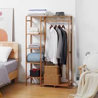 Bambúpara Ropa Estante 6 Niveles, Varilla Colgante, Tamaño 90x30x145 cm, Natural para Sala de Estar, Dormitorio, Entrada - details 1