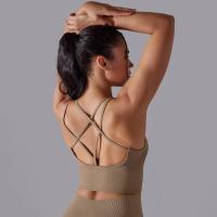 Sujetador de yoga sin costuras para mujer, sujetador deportivo cruzado de alto impacto, a prueba de golpes, top corto, transpirable, antisudor - details 19