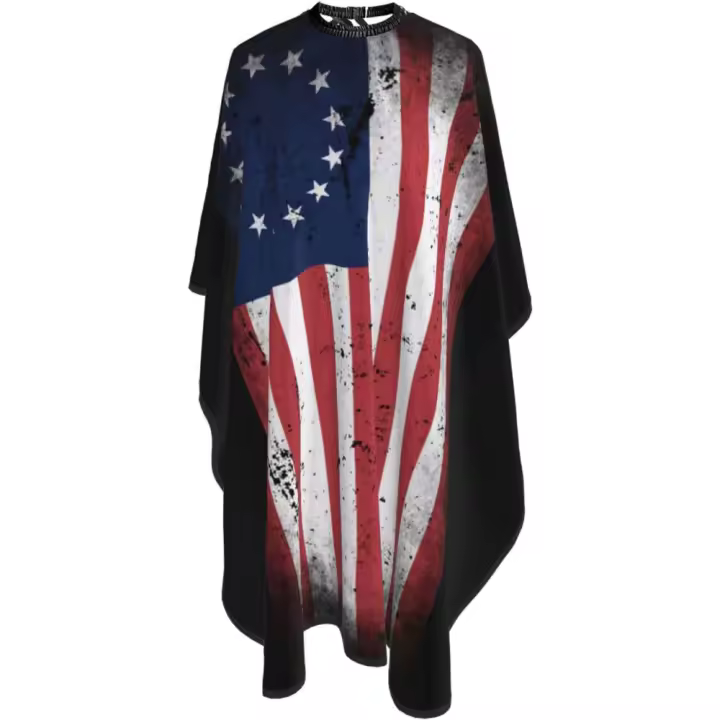 Flag American Flag 1776 Capa de peluquero para salón - Capa de corte de pelo impermeable para peluquería profesional con cierre a presión ajustable - Delantal de corte de pelo para estilista y uso doméstico - 55''X66'' - 1