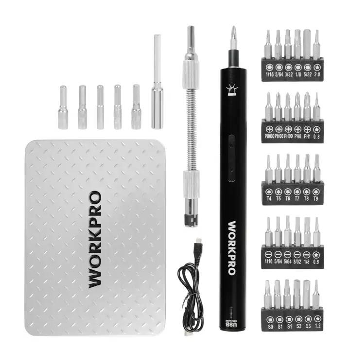 Set de Tornillos Eléctricos WORKPRO 3.6V Mini Portátil Recargable con Brocas - 1