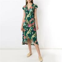 NOVEDAD DE VERANO 2025, vestido de manga corta con cuello en V y flores, falda con estampado Irregular - details 0