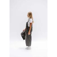 Moda desgastada suelta de pierna ancha cómoda correa casual Denim Overalls para mujer - details 23