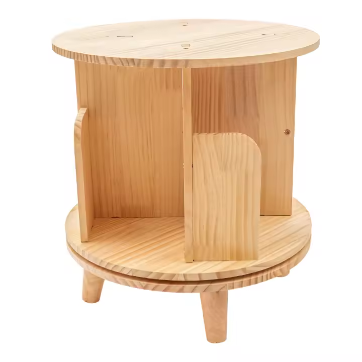 Estantería giratoria de madera maciza, estantería para libros con imagen simple, armario de almacenamiento para libros, estante de almacenamiento de madera - 1