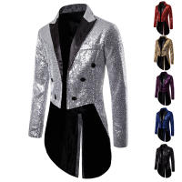 Chaqueta de esmoquin con lentejuelas para hombre, abrigo ajustado con cola - details 1