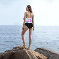 Sexy con volantes con cintura alta y cojín en el pecho, traje de baño dividido en bikini para mujer - details 16