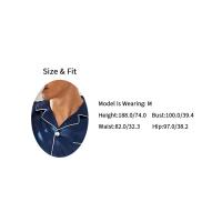 Conjunto De Pijama Para Hombres Verano Cómodo Casual Camisa Corta Con Shorts Dos Piezas Ropa De Dormir Estilo Básico Material Poliéster Y Elástico - details 1
