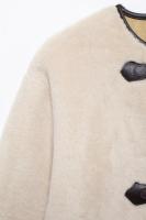 TRAFZA-Chaqueta de piel gruesa con hebilla de cuerda para mujer, abrigo holgado de manga larga con bolsillo, Simple y cálido, invierno, nueva moda - details 3