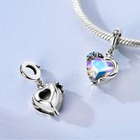 Dijes Originales de Plata 925 con Forma de Corazón de Gato y Flor, Compatibles con Pulseras de Plata 925 para Mujer, Regalos para Hacer Joyas - details 2