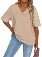 Camiseta de manga corta para mujer, ropa de talla grande, Tops informales a la moda - details 1