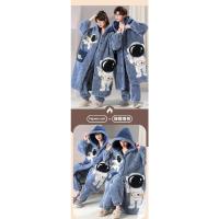 Camisón de felpa grueso y cálido para hombre y mujer, bata larga de vellón, ropa de dormir de gato Kawaii para parejas, Invierno - details 9