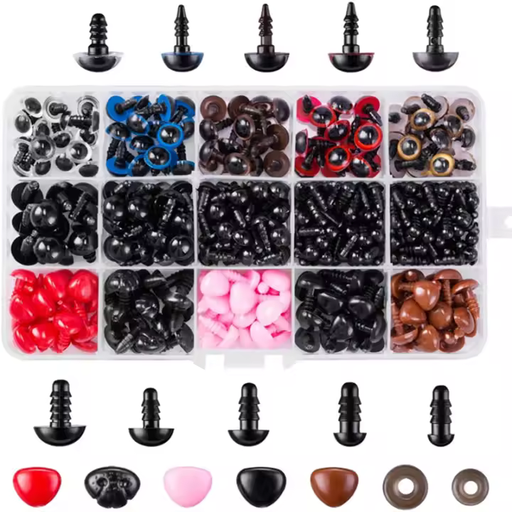 Ojos de peluche de plástico negro para muñecas, Ojos de seguridad de Ojos de piezas para juguetes, 6mm, 8mm, 12mm, DIY, Animal divertido, 560 - 1