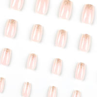 Kit de Manicura Casera Brillante Uñas Artificiales Medianas con Brillo de Rosa Nude - details 1
