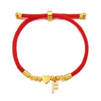 Pulsera de Corazón Inicial A-Z de Acero Inoxidable Color Oro Joyería de Encanto de Cuerda Ajustable de Rojo de la Suerte para Mujeres Regalo de Joyería - details 9