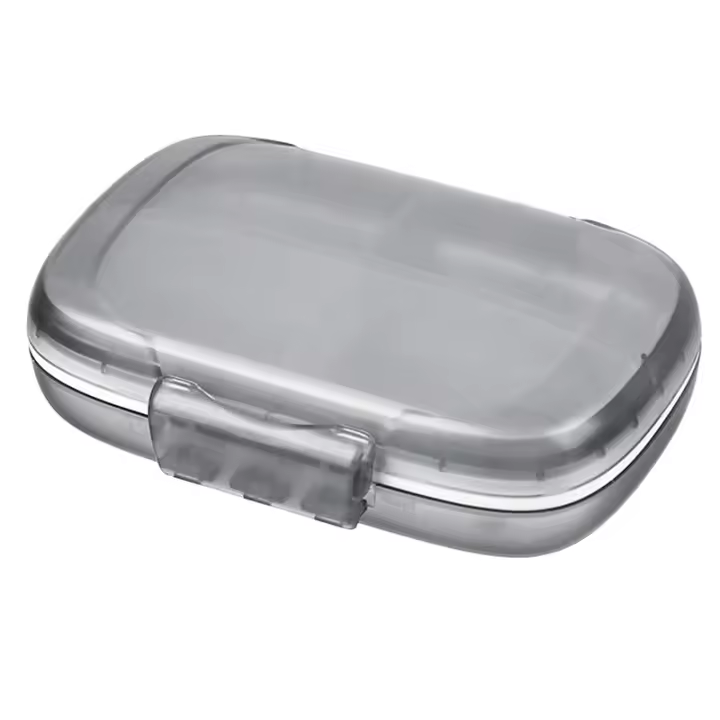 Pastillero de viaje portátil, organizador, compartimento para píldoras, soporte, vitamina, hermético y a prueba de humedad, gris - 1