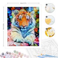 RUOPOTY Pintura Acrílica 40x50cm Marco Pintura Por Número Para Adultos Principiantes Kits Tigre Animales Idea Regalo Lienzo Moderno Paisaje - details 1