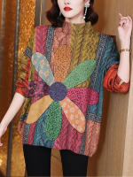 Jersey de cuello alto para mujer, Jersey holgado con estampado, cálido e informal, de lujo, elegante, a la moda, para invierno, 2023 - details 0