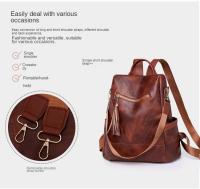 Mochila antirobo para Viajes de Ocio de Mujeres, mochila de viaje de Cuero Blanda Pu de Mujeres, Bolsa simple de gran capacidad - details 13