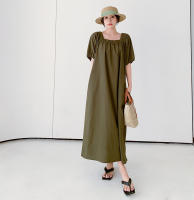 Vestido largo informal elegante para verano, novedad de 2024, vestido largo holgado de talla grande, holgado, adelgazante, de manga corta, falda acampanada a la moda - details 6