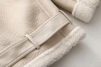 Chaqueta de piel de una pieza con cuello grueso para mujer, abrigo de manga larga con cinturón de cremallera diagonal, ropa de abrigo de invierno, nueva moda - details 16