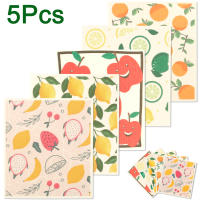 Paños de cocina de microfibra reutilizables, paños suecos con estampado de frutas, absorbentes, para limpieza del hogar, 5 piezas - details 0