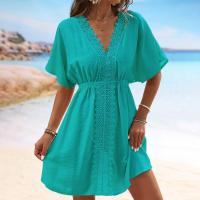 Vestido Cubrebikini Elegante Estilo Boho Chic con Escote en V, Mangas Volantes y Tejido Suave - details 16