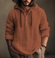 Sudadera con capucha para hombre, camisa de manga larga con cuello Henley, cordón, informal, color blanco, verde, primavera y verano, talla grande 3xl, 2xl, 44, 42 - details 3