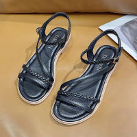 Sandalias de tacón para mujer 2025 Estilo bohemio étnico, suela de goma francesa, diseño de detalle de suela suave - details 11