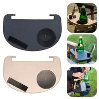 Soporte para bebidas de 1 piezas, bandeja plegable para desayuno, reclinable, para playa, portavasos, portátil, color negro y caqui - details 2