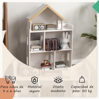 Estantería de Juguetes para Niños de 3 Niveles Organizador de Almacenamiento de 50kg con Techo - details 4