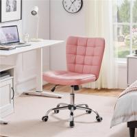 Silla de Oficina sin Reposabrazo Silla Oficina Tapizada de Cuero PU Silla con Ruedas Silla Ergonómica Base Metal Blanca - details 42
