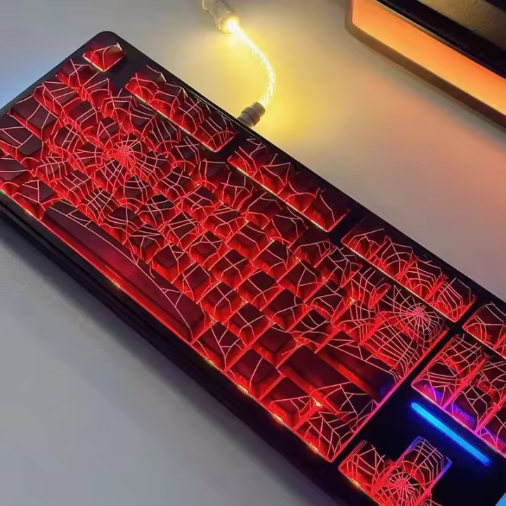 Teclas translúcidas grabadas en el lado E de araña negra, teclado Nical Cherry Gaming, teclas personalizadas con personalidad - 1
