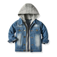 Chaquetas vaqueras falsas para niños y niñas, top informal con capucha, moda de otoño e invierno, novedad - details 0
