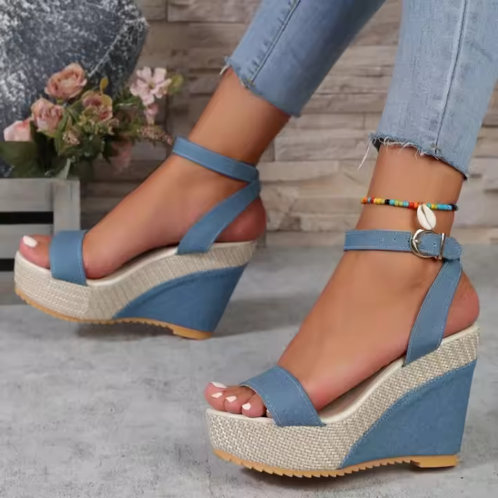 Sandalias de cuña de tacón alto para mujer, zapatos de moda, verano - 1
