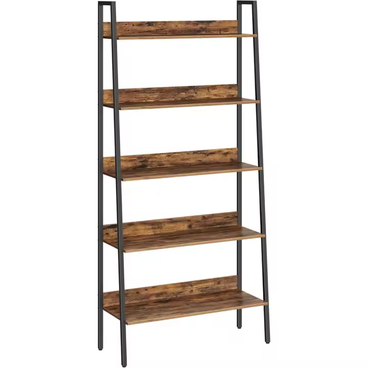 Estantería de Escalera de 5 Niveles Estilo Rústico Marrón para Oficina en Casa, Sala de Estar, Dormitorio, Cocina, Industrial - 1