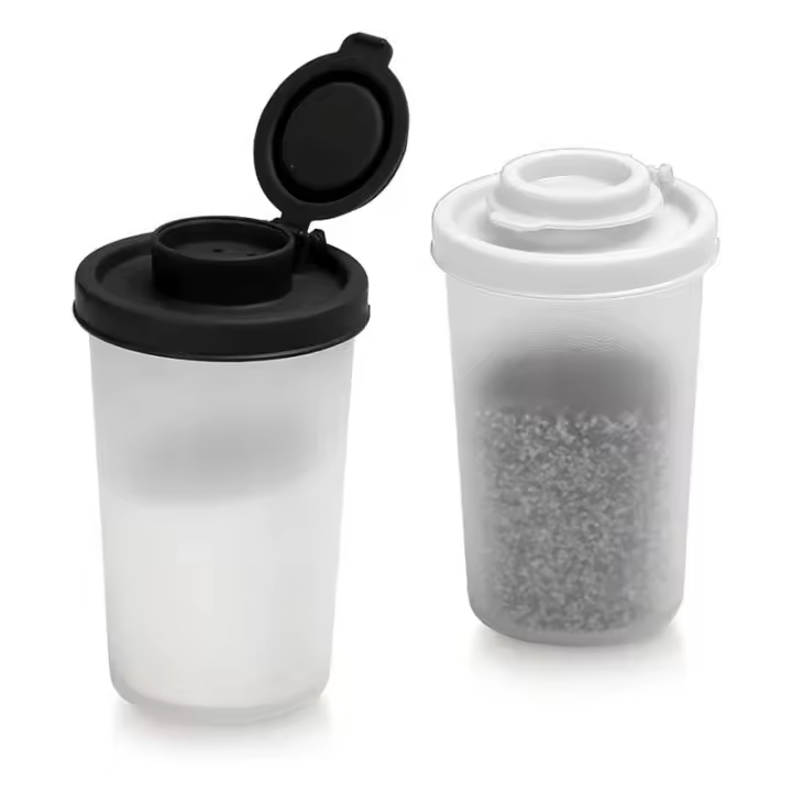 Botella de sal y pimienta en polvo para acampar, juego de 2 piezas, picnic al aire libre, plato frío de cocina, dispensador de especias VIE - 1