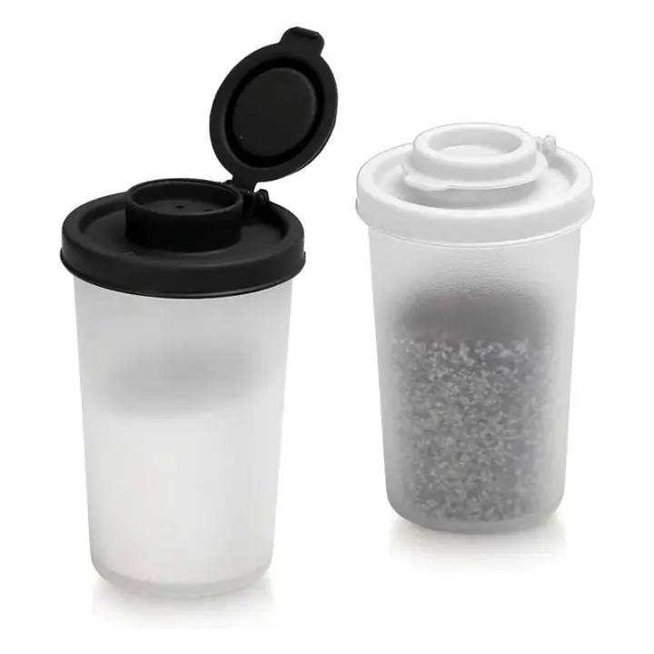 Botella de sal y pimienta en polvo para acampar, juego de 2 piezas, picnic al aire libre, plato frío de cocina, dispensador de especias VIE - 1