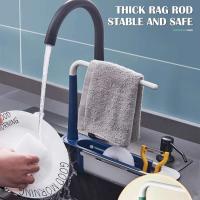 Organizador de grifo Telescc para fregadero de cocina, estante de almacenamiento ajustable para esponja, toalla y jabón - details 4