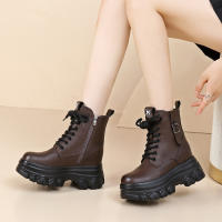 Botas Punk de Plata Ultra Alta Tacón Grueso Encaje para Mujeres Negro y Blanco - details 3