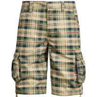 Pantalones Medios Para Hombre Algodón Cómodo Verano Deportes Al Aire Libre Playa Estilo Safari Tren Plaid Corte Regular Talla Grande - details 5