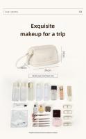 Bolso De Maquillaje Multifuncional Para Mujer De Cuero PU Gran Capacidad Con Doble Cremallera Portátil Para Viajes Almacenamiento De Brochas Y Artículos De Higiene Personales - details 3
