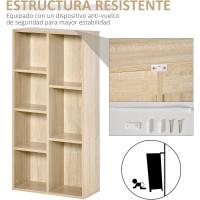 Estantería de Madera Rústica Marrón 7 Compartimentos para Libros, Archivos, Dormitorio, Oficina - details 13