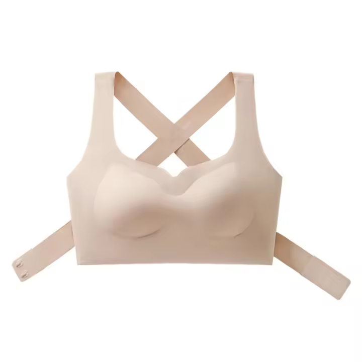 Sujetadores sin costuras 2 en 1 para mujer, Corrector de postura de espalda, ropa interior inalámbrica ajustable, Bralette de realce con hebilla frontal y espalda cruzada - 1