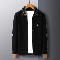 Cárdigan de punto de solapa de manga larga para hombre con diseño de bordado de letras de otoño e invierno, chaqueta suéter informal - details 15