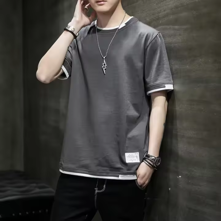 Camiseta de manga corta transpirable informal de algodón puro para hombre, diseño de alta calidad, 2024 - 1