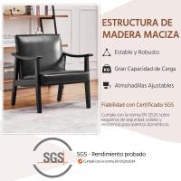 Salón Tapizado en Tela Sillón Individual con Respaldo Acolchado y Reposabrazos de Madera Maciza Sofá Individual Ergonómico Soporte 136 kg Gris - details 21