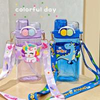 Bonita botella de agua de 520ml con pajita para niños, niñas escolares, sin BPA, taza deportiva para exteriores - details 5